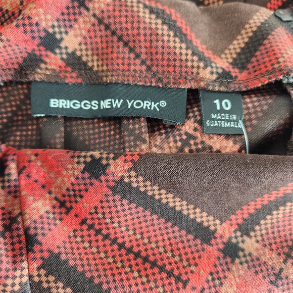 Vintage 90s Briggs New York Red Brown Plaid Midi Skirt High Rise Dark Academia 6 - Picture 4 of 9